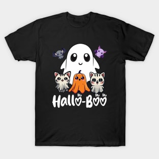 Hallo-Boo - For Halloween Costume Cat Lovers Hallows Eve T-Shirt